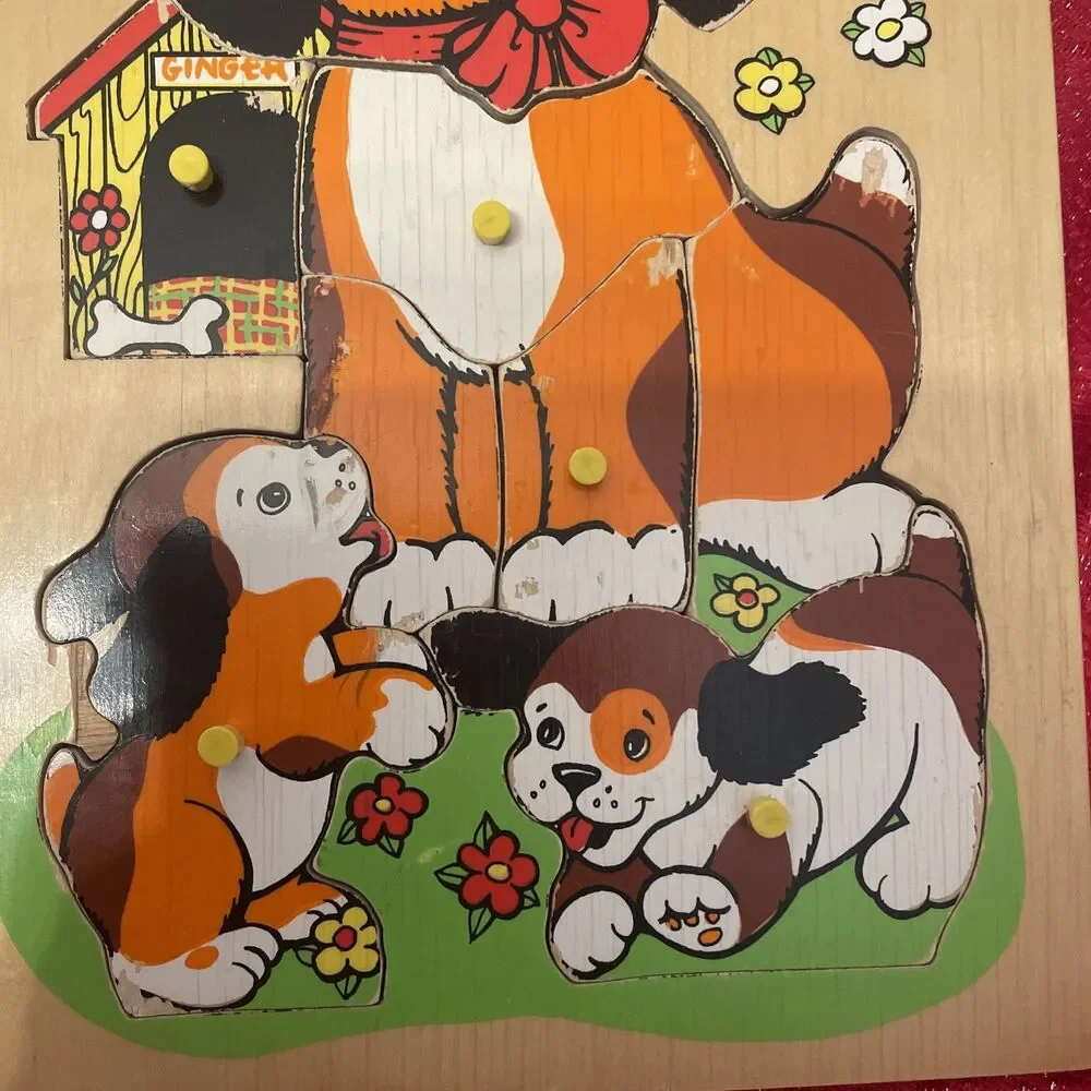 Vintage Fisher-Price #511 Dog and Puppies 8 Pieces Wooden Puzzle